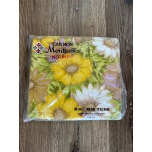 Cannon Monticello Aloha Floral Twin Flat Sheet Vintage Yellow Green 70s No-Iron